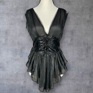 Vtg Fredricks Of Hollywood Corset Sheer Top Womens S  Renaissance Grunge Fairy